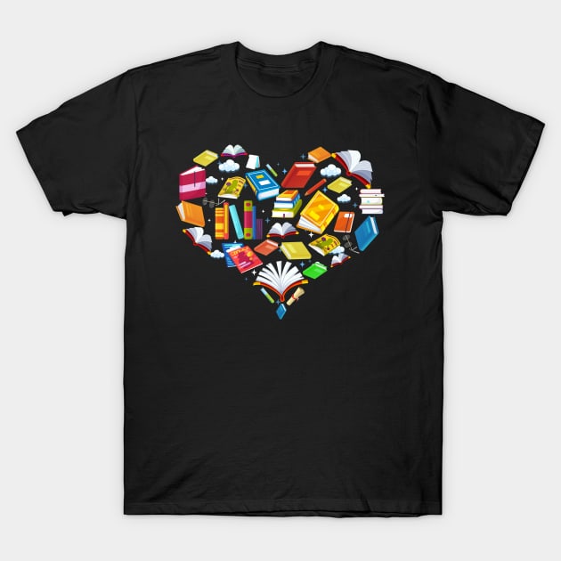 Funny Heart of Books Non-Profit Tee Support Books Gift For Women Men Reading Lovers T-Shirt by paynegabriel